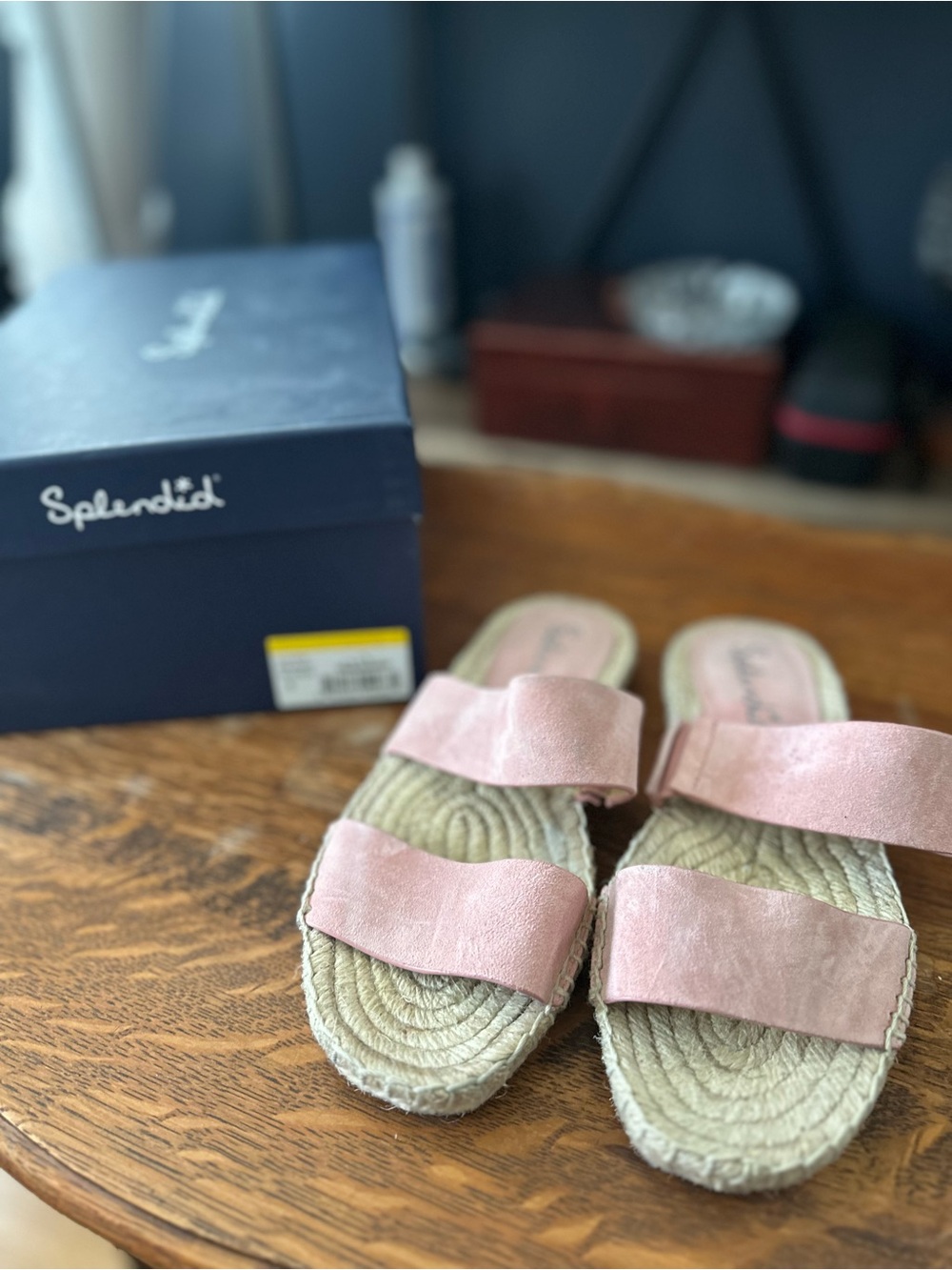 Splendid Pink Suede Espadrille Slide Sandals